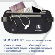 Load image into Gallery viewer, Slim Minimalist Design Money Belt, RFID Blocking for Men & Women - Ideal for Keeping Your Cash, Credit Card, Passport, Phone Safe When Traveling (Black)