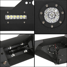 Load image into Gallery viewer, ECOTRIC Front Bumper Compatible with 2007-2022 Jeep Wrangler JK/JKU JL/JLU Gladiator JT Front Bumper Rock Crawler Winch Plate W/Winch Plate & 2 18W LED Lights D-rings