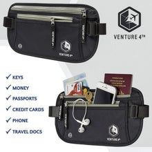 Load image into Gallery viewer, Slim Minimalist Design Money Belt, RFID Blocking for Men & Women - Ideal for Keeping Your Cash, Credit Card, Passport, Phone Safe When Traveling (Black)