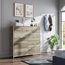 Load image into Gallery viewer, WLIVE 9-Drawer Dresser, Fabric Storage Tower for Bedroom, Hallway, Nursery, Closet, Tall Chest Organizer Unit with Fabric Bins, Steel Frame, Wood Top, Easy Pull Handle, Greige