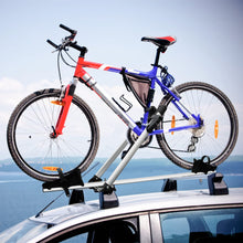 Load image into Gallery viewer, Zibomm Universal Roof Mount Bike Rack, Fork Mount Bike Carrier for Roof Racks with Foldable Secure Ratcheting Arm & Safe Locking, Aluminum Car Rooftop Bicycle Carrier 1 Bike Capacity Up to 38.5 lbs