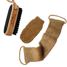 Load image into Gallery viewer, Set of Hemp Back Washer & Wooden Cleaning Finger Nail Brush