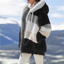 Load image into Gallery viewer, Winter Fashion Women's Coat New Casual Hooded Zipper Ladies Clothes Cashmere Women Jacket Stitching Plaid Ladies Coats