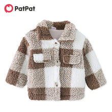 Load image into Gallery viewer, PatPat Toddler Girl Plaid Lapel Collar Button Design Coat Jacket for Girls Boy Baby Kids Spring Winter Children's Warm Outerwear
