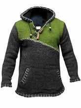 Load image into Gallery viewer, GLXD Mens Sweaters Casual Hooded Autumn Winter Male Hooded Knitted Pullovers Long Sleeved Green Sweaters for Men Dropshipping
