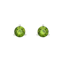 Load image into Gallery viewer, 14K White Gold Natural Peridot Stud Earrings with Screw back - Hypoallergenic, 1 cttw - Minimalist Women's Fine Jewelry
