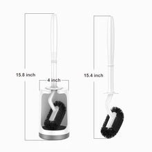 Load image into Gallery viewer, HAMITOR Toilet Bowl Brush Holder Set: Curved Design with Holder for Deep Cleaning Under Rim - Compact Hidden Scrubber for Small Space - Modern RV Bathroom Accessories - White
