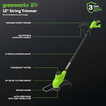 Load image into Gallery viewer, Greenworks 48V (24V x 2) 20" Brushless Cordless Lawn Mower + 12" String Trimmer + 320 CFM Leaf Blower Combo Kit with (2) 4.0Ah Batteries &amp; Dual Port Fast Charger
