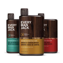 Load image into Gallery viewer, Every Man Jack Men's Body Wash Variety Pack - Includes 3 Body Washes with Natural Ingredients &amp; Incredible Scents - Amber + Sandalwood, Cedar + Red Sage, Sea Minerals + Citron Fragrances
