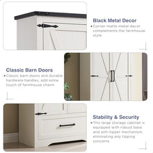 Load image into Gallery viewer, JXQTLINGMU Farmhouse Kitchen Pantry Cabinet - 72" Tall Wood Kitchen Storage Cabinets with Adjustable Shelves &amp; 2 Barn Doors &amp; Drawer, Versatile Storage for Dining Room, Bathroom, Antique White
