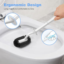 Load image into Gallery viewer, HAMITOR Toilet Bowl Brush Holder Set: Curved Design with Holder for Deep Cleaning Under Rim - Compact Hidden Scrubber for Small Space - Modern RV Bathroom Accessories - White
