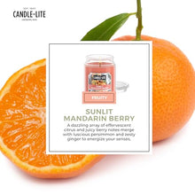 Load image into Gallery viewer, CANDLE-LITE Scented Sunlit Mandarin Berry Fragrance, One 18 oz. Single-Wick Aromatherapy Candle with 110 Hours of Burn Time, Orange Color, Jar (Individual Box)
