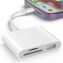 Load image into Gallery viewer, SZHAIYIJIN SD Card Reader for iPhone, Memory Card Reader with USB Camera Adapter Plug and Play Trail Game Camera SD Card Viewer Supports SD and TF Card Micro SD Card Adapter for iPad No App Required
