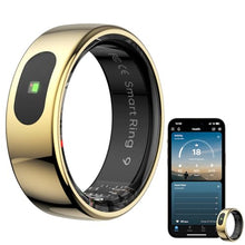 Load image into Gallery viewer, Smart Ring Health Tracker for Women &amp; Men, Fitness Ring with Sleep &amp; Motion Tracking, Touch Control, No Subscription Required, Compatible with iOS &amp; Android (Gold, 10)

