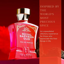 Load image into Gallery viewer, H HABIBI Royal Ambery Saffron Perfume Oud Arabian for Men &amp; Women - Warm, Woody, Aromatic Fragrance for Men &amp; Women - With Notes of Jasmine, Patchouli, Sandalwood &amp; Amber Perfume - Eau de Parfum
