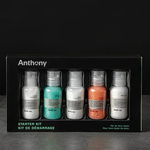 Load image into Gallery viewer, Anthony Starter Kit, 5 Count, Glycolic Facial Cleanser, Facial Scrub, All Purpose Facial Moisturizer, Invigorating Rush Hair &amp; Body Wash, Shave Cream
