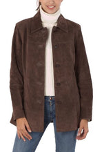 Load image into Gallery viewer, BGSD Women Anna Suede Leather Car Coat (Also available in Plus Size &amp; Petite), Navy Blue, 2X
