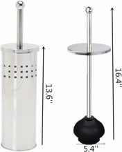 Load image into Gallery viewer, HIHIA Toilet Plunger with Holder Caddy for Bathroom Metal Canister Holder Drip Cup Stand, Heavy Duty, Cup Holder Inner, Deep Cleaning, Made of Metal, Chrome
