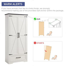 Load image into Gallery viewer, JXQTLINGMU Farmhouse Kitchen Pantry Cabinet - 72" Tall Wood Kitchen Storage Cabinets with Adjustable Shelves &amp; 2 Barn Doors &amp; Drawer, Versatile Storage for Dining Room, Bathroom, Antique White
