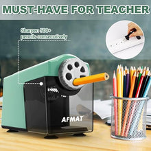 Load image into Gallery viewer, Electric Pencil Sharpener Heavy Duty, 6-Hole Classroom Pencil Sharpener for 6-11mm Pencils, Auto Stop Pencil Sharpener Plug in,10000 Sharpening Times, Save Colored Pencils, Green
