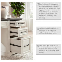 Load image into Gallery viewer, JXQTLINGMU 58" Executive Desk, Farmhouse Computer Desk with Drawers and Cabinet, Embossed Texture Home Office Desk, Workspace for Work Study Writing, Off White
