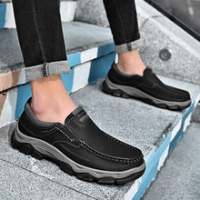 Load image into Gallery viewer, MVIOBUY Men's Suede Casual Hiking Loafers,Hand Stitching Comfort Anti Slip Slip on Business Dress Shoes Fashion Outdoor Walking Boat Shoes (Black-B,8.5)
