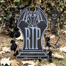 Load image into Gallery viewer, 3-D Metal Halloween Ghost Cemetery 17" Tombstones- Full Set of 5 w Stakes -Durable, Rustproof, UV Raised Printing-Upgrade Your Haunted House Mansion Cemetary Lawn Decor-No More Flimsy Foam Graveyards
