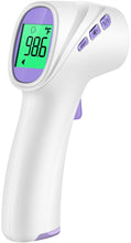 Load image into Gallery viewer, Forehead Thermometer for Adults, Kids &amp; Babies, No-Touch Digital Thermometer with LCD Backlight Display, Fever Alarm and 1s Instant Reading - Purple
