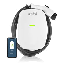 Load image into Gallery viewer, Leviton Level 2 Smart EV Charger with Wi-Fi, 48 Amp, 208/240 VAC, 11.6 kW Output, 18' Cable, Indoor/Outdoor Hardwired EV Charging Station, My Leviton Compatibility, EV48W EVSE
