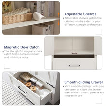Load image into Gallery viewer, JXQTLINGMU Farmhouse Kitchen Pantry Cabinet - 72" Tall Wood Kitchen Storage Cabinets with Adjustable Shelves &amp; 2 Barn Doors &amp; Drawer, Versatile Storage for Dining Room, Bathroom, Antique White
