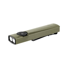 Load image into Gallery viewer, OLIGHT Arkfeld Ultra 1400 Lumens EDC Flat Flashlight, Rechargeable Compact Pocket Flash Light Combines White LED, UV and Green Beam, Triple Sources Perfect for Checking, Working (Olive-Green)
