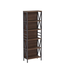 Load image into Gallery viewer, HOMISSUE Bookshelf, 6-Tier Bookshelf, Rustic Wood Metal Bookshelves and Bookcases, Freestanding Open Bookshelf, Industrial Tall Bookcase for Home Office, Living Room and Bedroom, Vintage Brown
