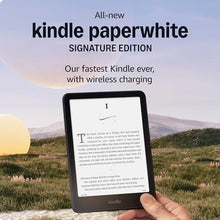 Load image into Gallery viewer, Kindle Paperwhite Signature Edition Essentials Bundle including All-new Kindle Paperwhite Signature Edition (32GB) - Black, Fabric Cover - Black, and Wireless Charging Dock
