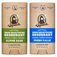 Load image into Gallery viewer, Dr. Squatch Natural Deodorant for Men – Odor-Squatching Men's Deodorant Aluminum Free - Alpine Sage + Fresh Falls (2.65 oz, 2 Pack)
