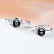 Load image into Gallery viewer, Sterling Silver Pearl Earrings Dangle Drop Earrings Pearl Fine Jewelry Mothers Day Gifts for Women (Calla Lily Black)
