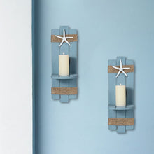 Load image into Gallery viewer, SOMTO Beach Starfish Wall Candle Sconces Decor,Ocean Themed Wall-Mount Candle Holders, Coastal Farmhouse Nautical Rustic Decorations for Bathroom, Living Room, Dining Room and Office, Set of 2
