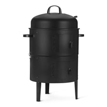Load image into Gallery viewer, Amazon Basics 16 inch Vertical Charcoal Outdoor Smoker, BBQ Grill, with Built-in Thermometer, 2-Layer Design, Adjustable Air Supply Control, Black
