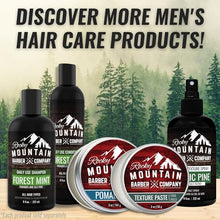 Load image into Gallery viewer, Rocky Mountain Barber Company Pomade for Men - 5 oz Tub Classic Styling Product with Strong Firm Hold for Side Part, Pompadour &amp; Slick Back Looks – High Shine &amp; Easy to Wash Out – Water Based

