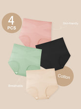 Load image into Gallery viewer, QUASTI Women's High Waisted Underwear Tummy Control Cotton Postpartum Panties Full Coverage Briefs 4 Pack(L) Multicolor
