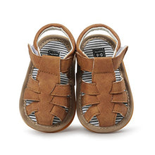 Load image into Gallery viewer, CoKate Baby Boys Girls Sandals Rubber Sole Outdoor First Walker Toddler Girls Boys Summer Shoes (D-Khaki, numeric_3)
