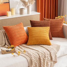 Load image into Gallery viewer, MIULEE Pack of 2 Corduroy Decorative Throw Pillow Covers 18x18 Inch Soft Boho Striped Fall Pillow Covers Modern Farmhouse Home Decor for Sofa Living Room Couch Bed Rust
