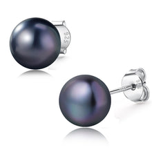 Load image into Gallery viewer, YAMI Pearl Earrings for Women, Saltwater Cultured Pearls 6-10MM, 925 Sterling Silver Hypoallergenic Earrings for Women, Black Stud Earrings for Sensitive Ears, Jewelry Gifts, 8-8.5MM
