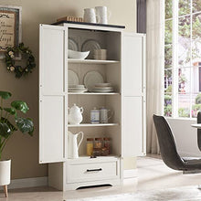 Load image into Gallery viewer, JXQTLINGMU Farmhouse Kitchen Pantry Cabinet - 72" Tall Wood Kitchen Storage Cabinets with Adjustable Shelves &amp; 2 Barn Doors &amp; Drawer, Versatile Storage for Dining Room, Bathroom, Antique White

