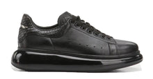 Load image into Gallery viewer, SOLL Queen Air Men's Fashion-Sneakers | Genuine Leather Perforated Oversized Thick Sole High Platform Black
