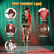 Load image into Gallery viewer, AW 2 Pack Pirate Life Size Skeleton Poseable, Full Size Western Cowboy Skeleton 5.4 Ft Plastic for Halloween Party Decorations Haunted House Props 2024
