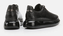 Load image into Gallery viewer, SOLL Queen Air Men's Fashion-Sneakers | Genuine Leather Perforated Oversized Thick Sole High Platform Black

