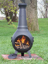 Load image into Gallery viewer, The Blue Rooster Prairie Chiminea Outdoor Fireplace - Wood Burning Cast Aluminum Deck or Patio Firepit

