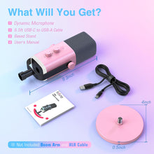 Load image into Gallery viewer, FIFINE XLR/USB Microphone, Gaming Recording PC Microphone with Headphones Jack, Mute Button, Dynamic RGB Mic for Computer, Streaming Mic for Podcasting Voice-Over YouTube Video-AmpliGame AM8 Pink
