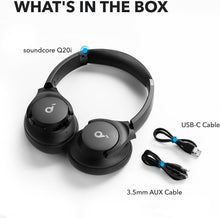 Load image into Gallery viewer, Soundcore by Anker Q20i Hybrid Active Noise Cancelling Headphones, Wireless Over-Ear Bluetooth, 40H Long ANC Playtime, Hi-Res Audio, Big Bass, Customize via an App, Transparency Mode (Black)
