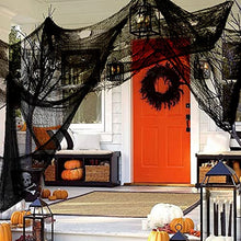 Load image into Gallery viewer, Yunfan 355" x 79" Halloween Creepy Cloth + Spider Web Halloween Decorations Outdoor Indoor Party Yard Spooky Backdrops Decor Supplies for Garden,Doorways,Haunted House,Windows,Home
